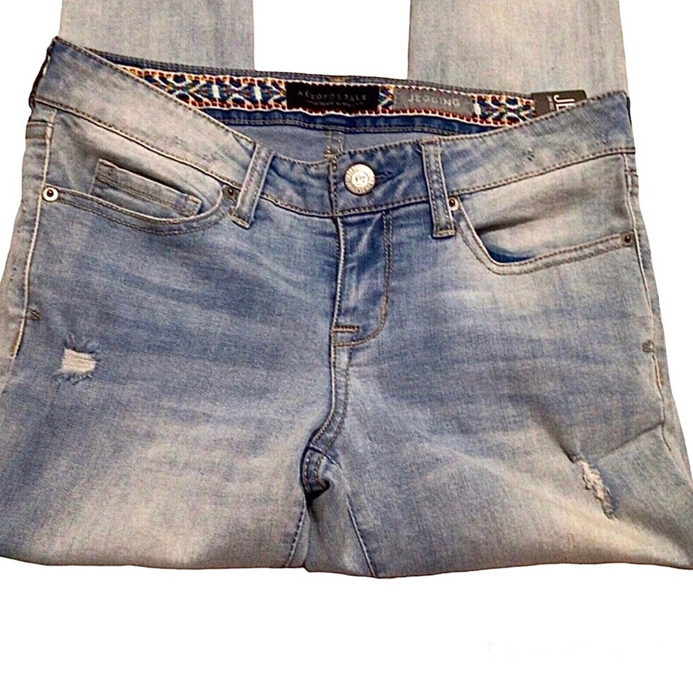 NWT Aeropostale Low Rise Distressed Jeggings Skinny Jeans Size 0 - Picture 2 of 10